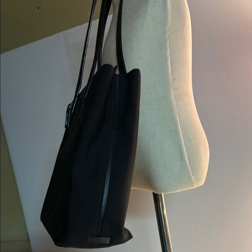 Coach Black Textured Tote Bag with Leather Straps - Picture 2 of 7